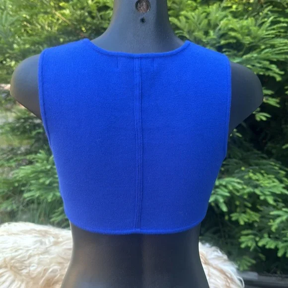 House Of Harlow 1960 NWOT “Corset” Stretchy Blue Knit Tank Crop Top summer sz XS - Picture 4 of 8